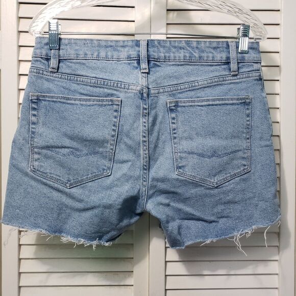 Asos Denim Cut-Off Jean Shorts Women's 32 Mid Rise Light Wash Raw Hem 4" Inseam - Picture 4 of 11